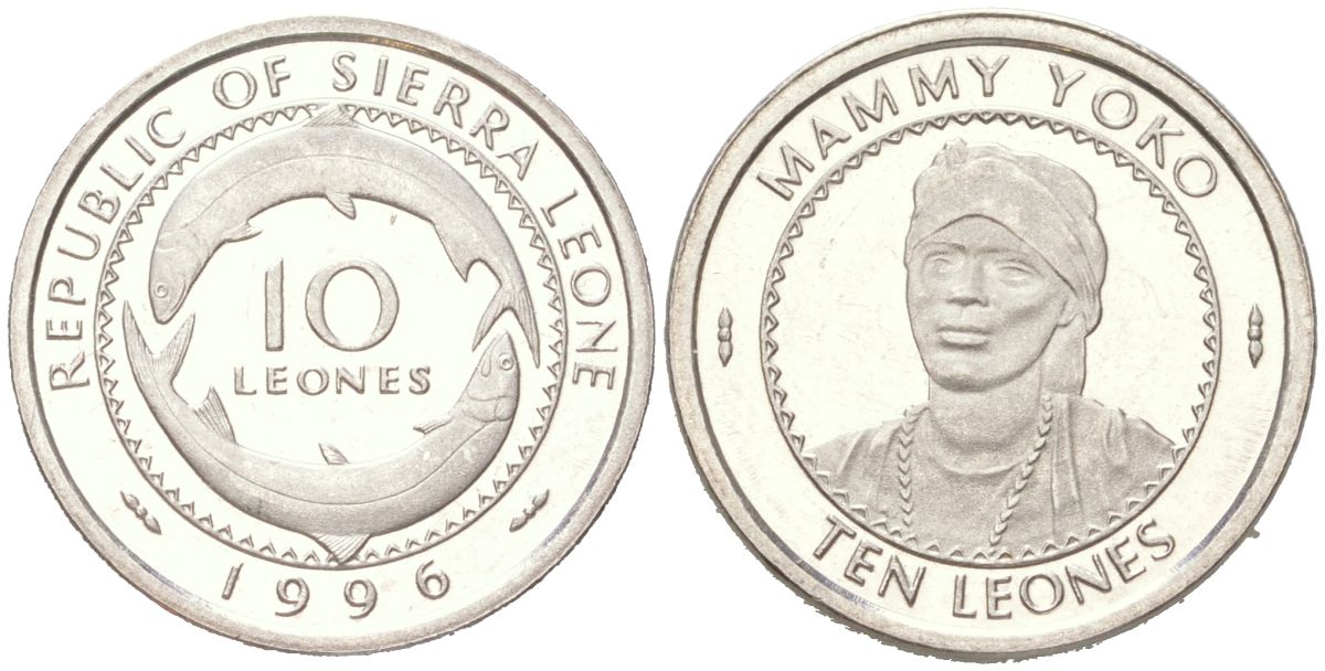 Сьерра-Леоне 10 леоне 1996 KM 44 сталь плакированная никелем PROOF 1527-343