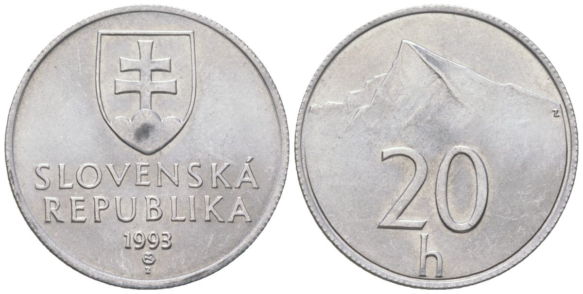 Словакия 20 геллеров 1993 MK KM 18 алюминий aUNC 4164-544