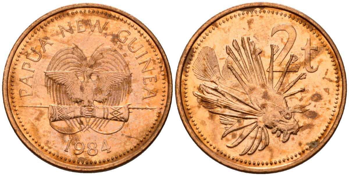 Папуа-Новая Гвинея 2 тойя 1984 Елизавета II (1953-) KM 2 бронза 4573-645