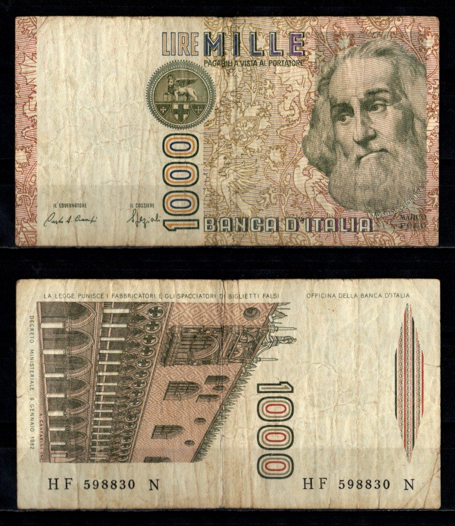 Италия 1000 лир 1982 Pick 109 b бумага 7218-33-2-1