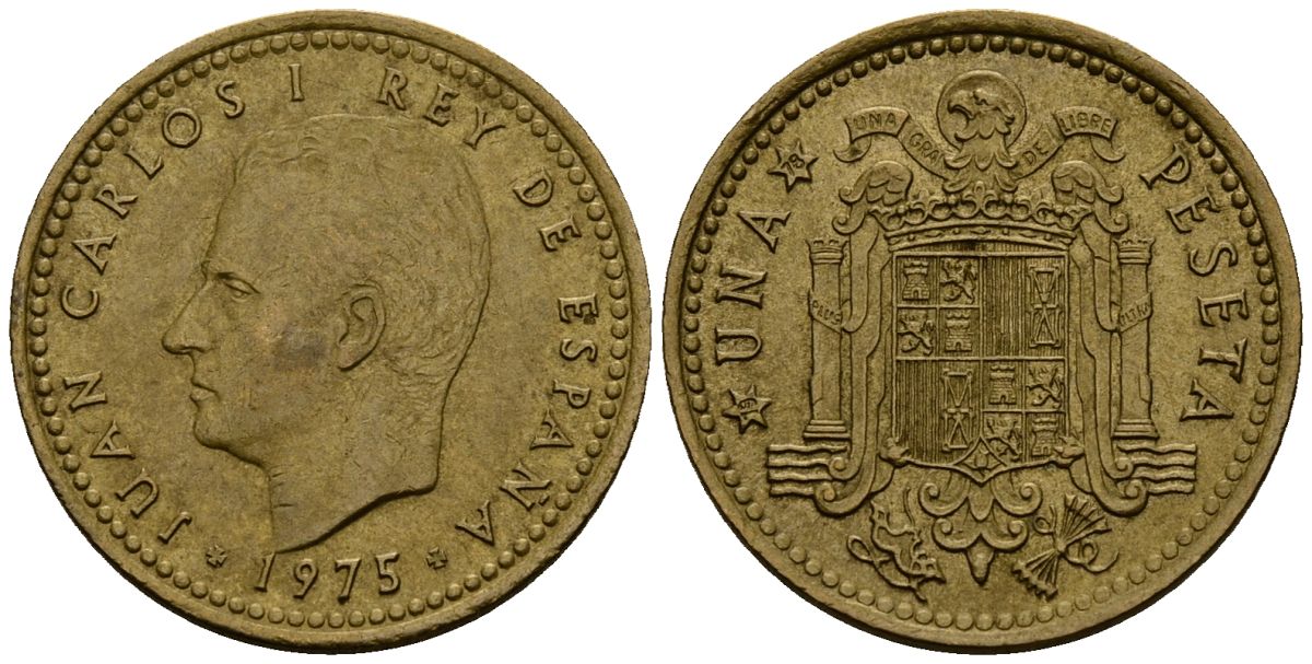 Испания 1 песета 1975 Хуан Карлос I (1975-2014) KM 806 алюминиевая бронза 4176-351