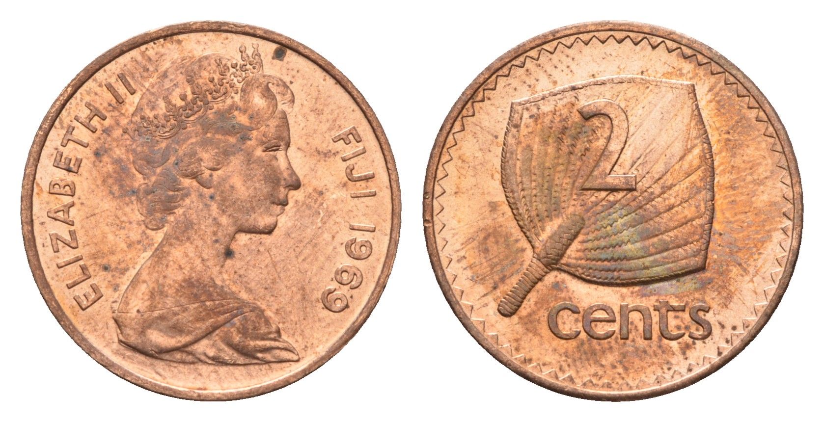 Фиджи 2 цента 1969 KM 28 бронза UNC 4697-663