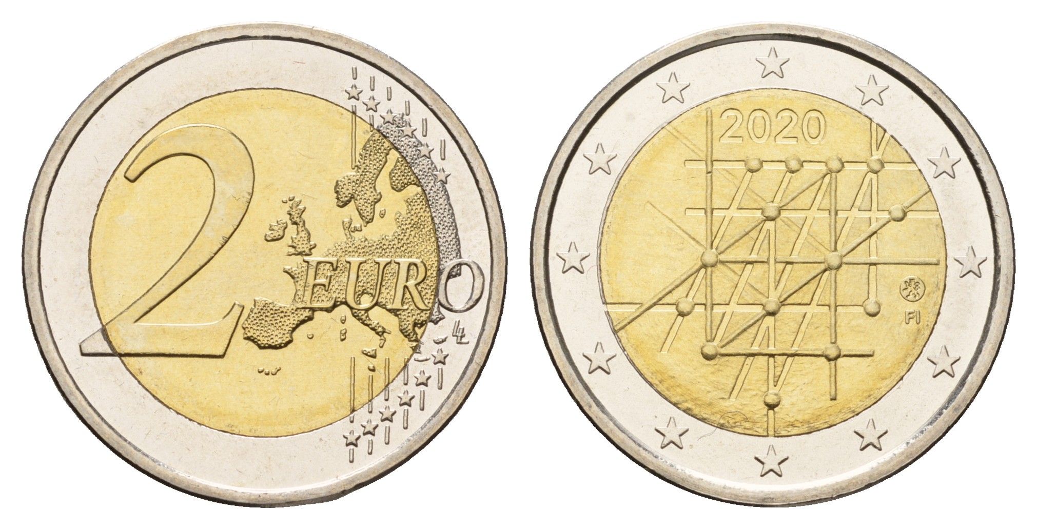 Финляндия 2 евро 2020 100 лет Университету Турку KM 295 биметалл UNC 68-1051
