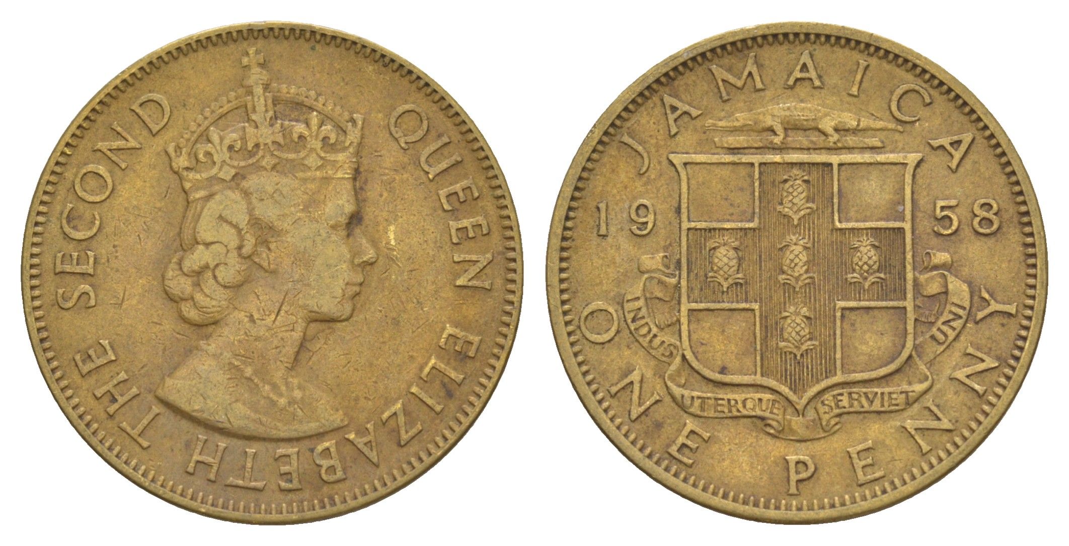 Ямайка 1 пенни 1958 Елизавета II (1952-2022) KM 37 никель латунь 4626-734