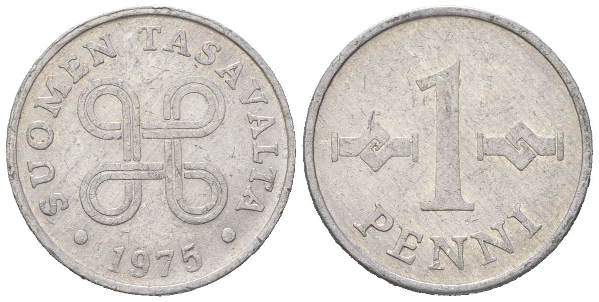 Финляндия 1 пенни 1975 KM 44a алюминий 4617-1136