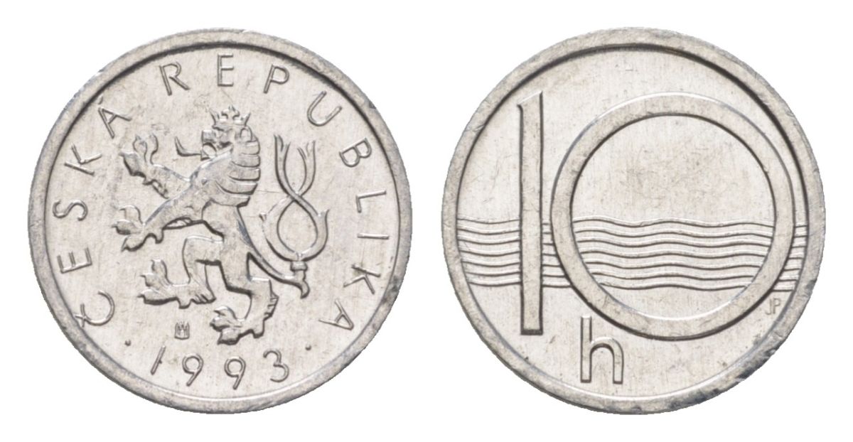 Чехия 10 геллеров 1993 KM 6 алюминий 4623-751