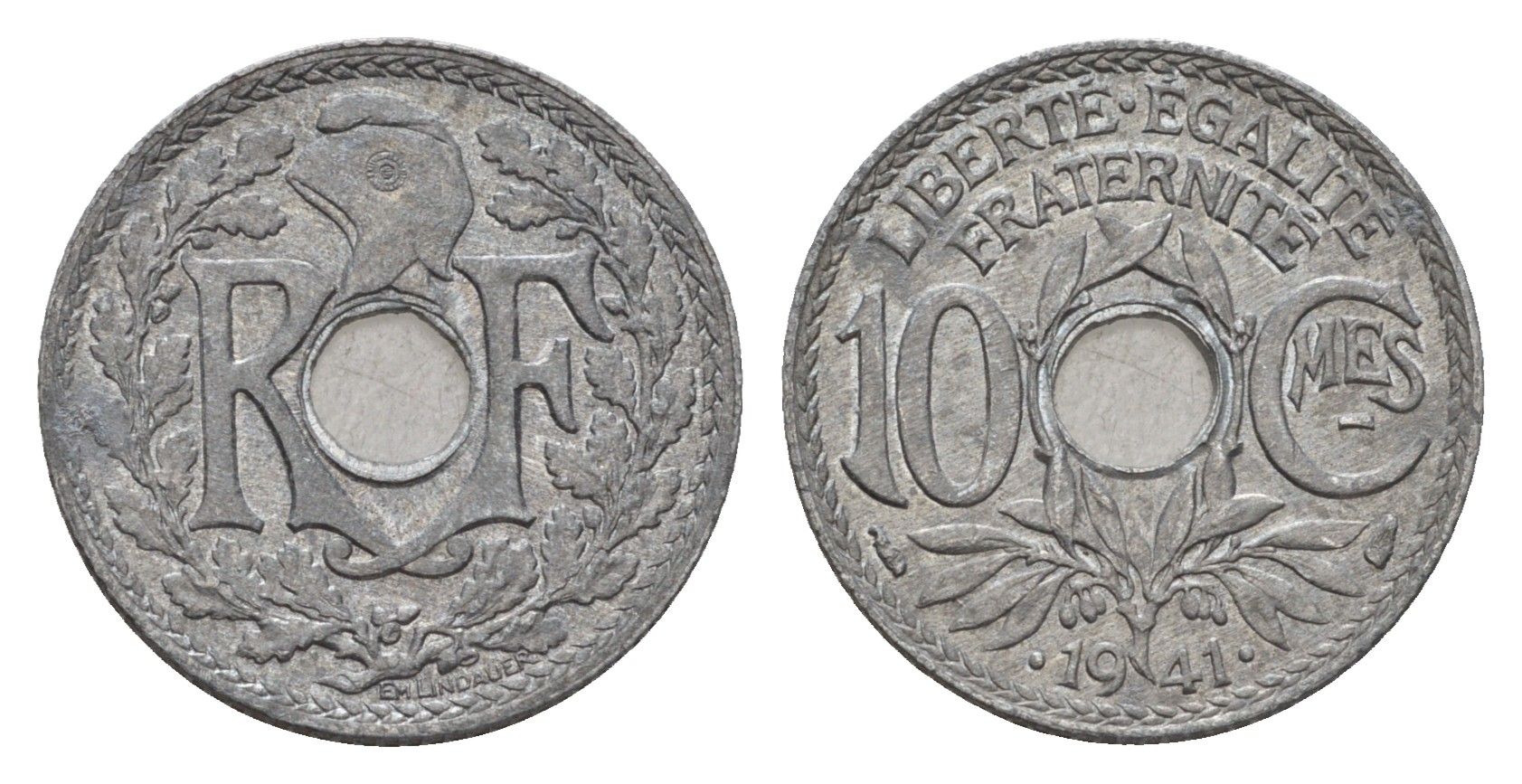 Франция 10 сантимов 1941 KM 895 цинк 4651-948