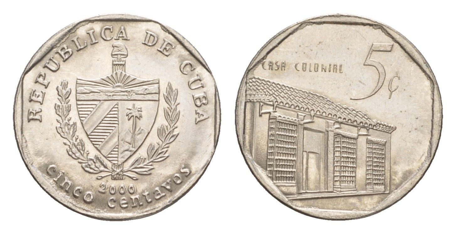 Куба 5 сентаво 2000 Casa Colonial KM 575.2, Schoen 713, JMA MC19 сталь плакированная никелем 4644-719