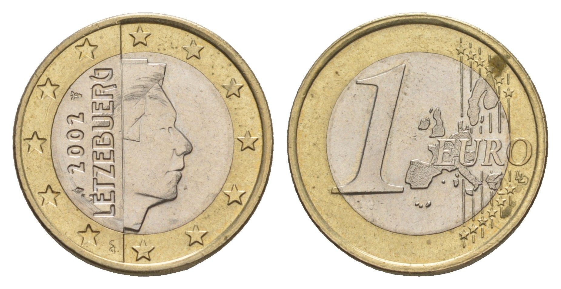 Люксембург 1 евро 2002 KM 81 биметалл UNC 4637-544