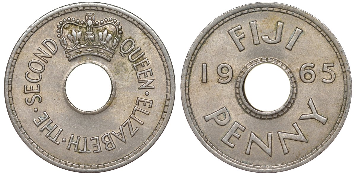 Фиджи 1 пенни 1965 Елизавета II (1952- ) KM 21 медно-никель 51-2724