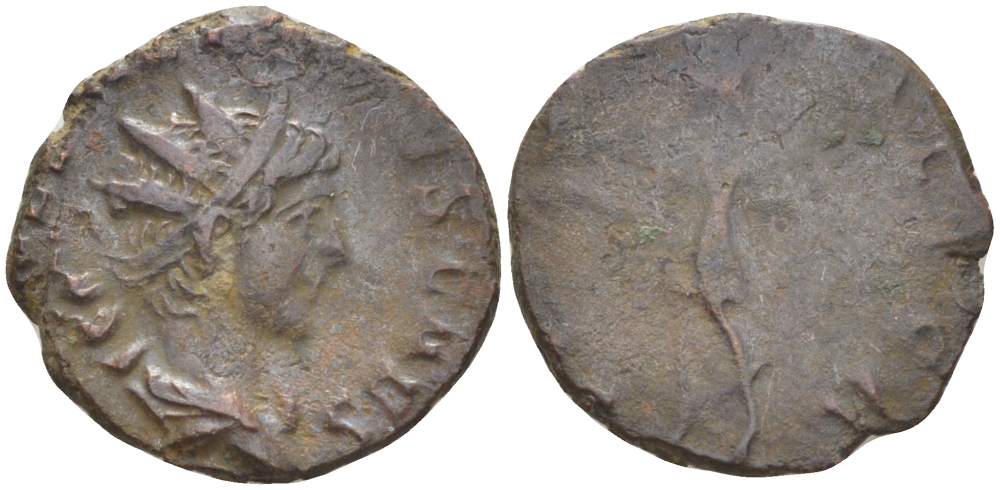 Римская Империя (императоры в Галлии) антониниан 272 - 273 Тетрик II. SPES PVBLICA, Спея, держащая цветок, Августа Треверов, Very fine RIC 272 биллон 1073-14-71