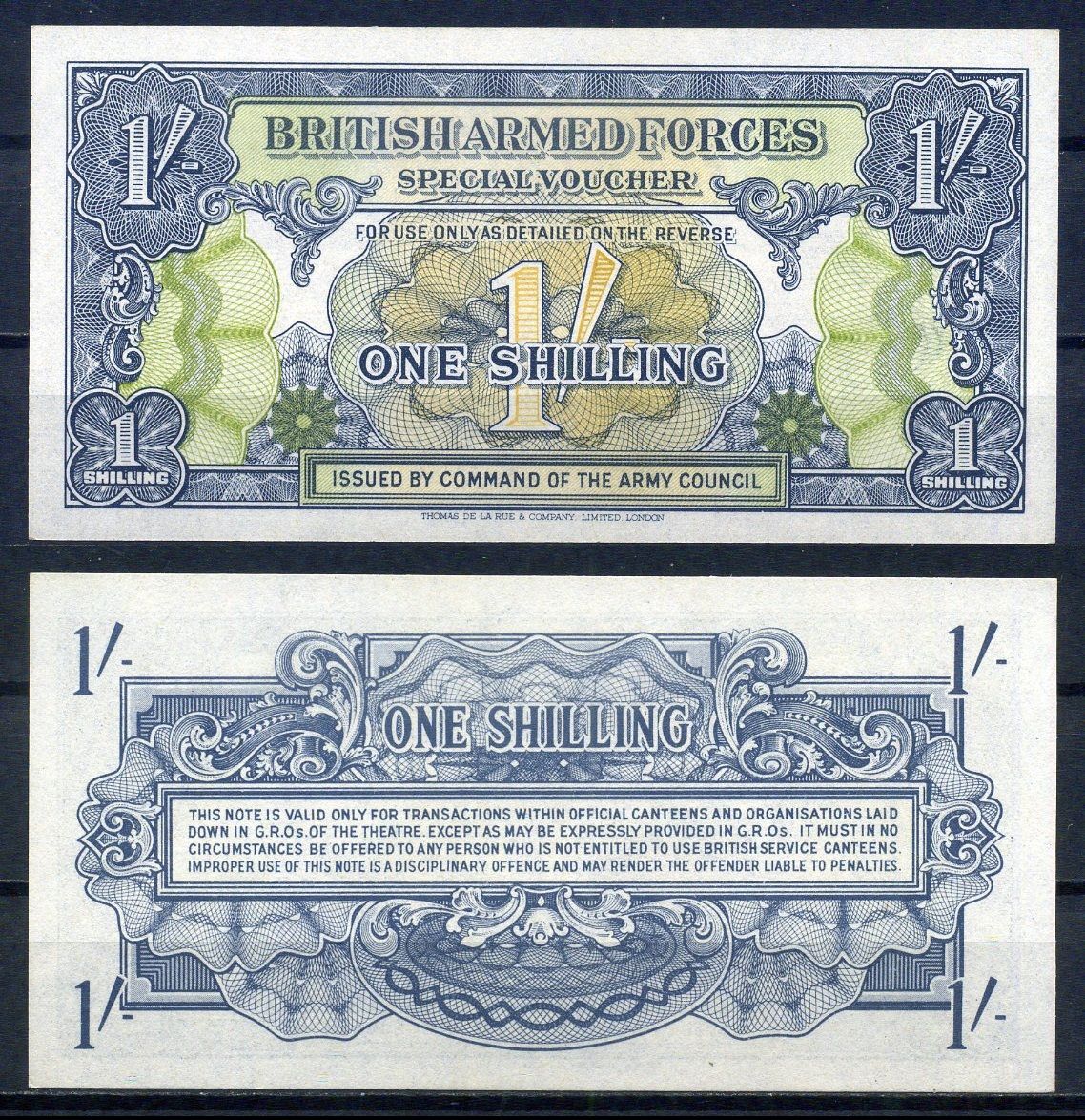 Великобритания 1 шиллинг ND (1946) армейские силы Pick M11 a  бумага  UNC (пресс) 451-1097-3