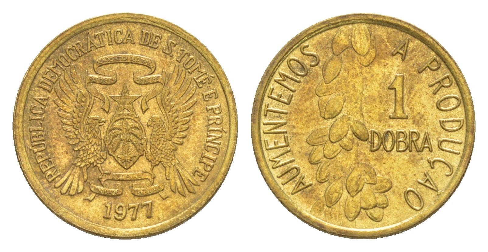 Сан-Томе и Принсипи 1 добра 1977 KM 26 латунь UNC 4644-343