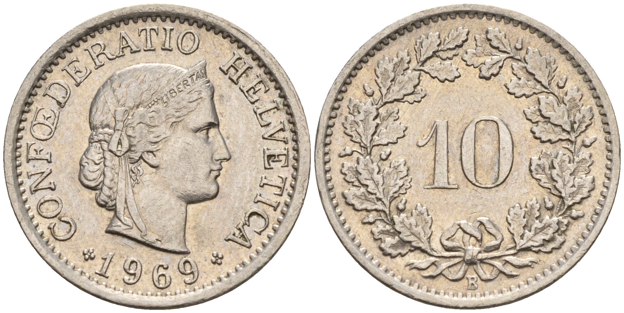 Швейцария 10 раппенов 1969 В KM 27 медно-никель    4152-1141