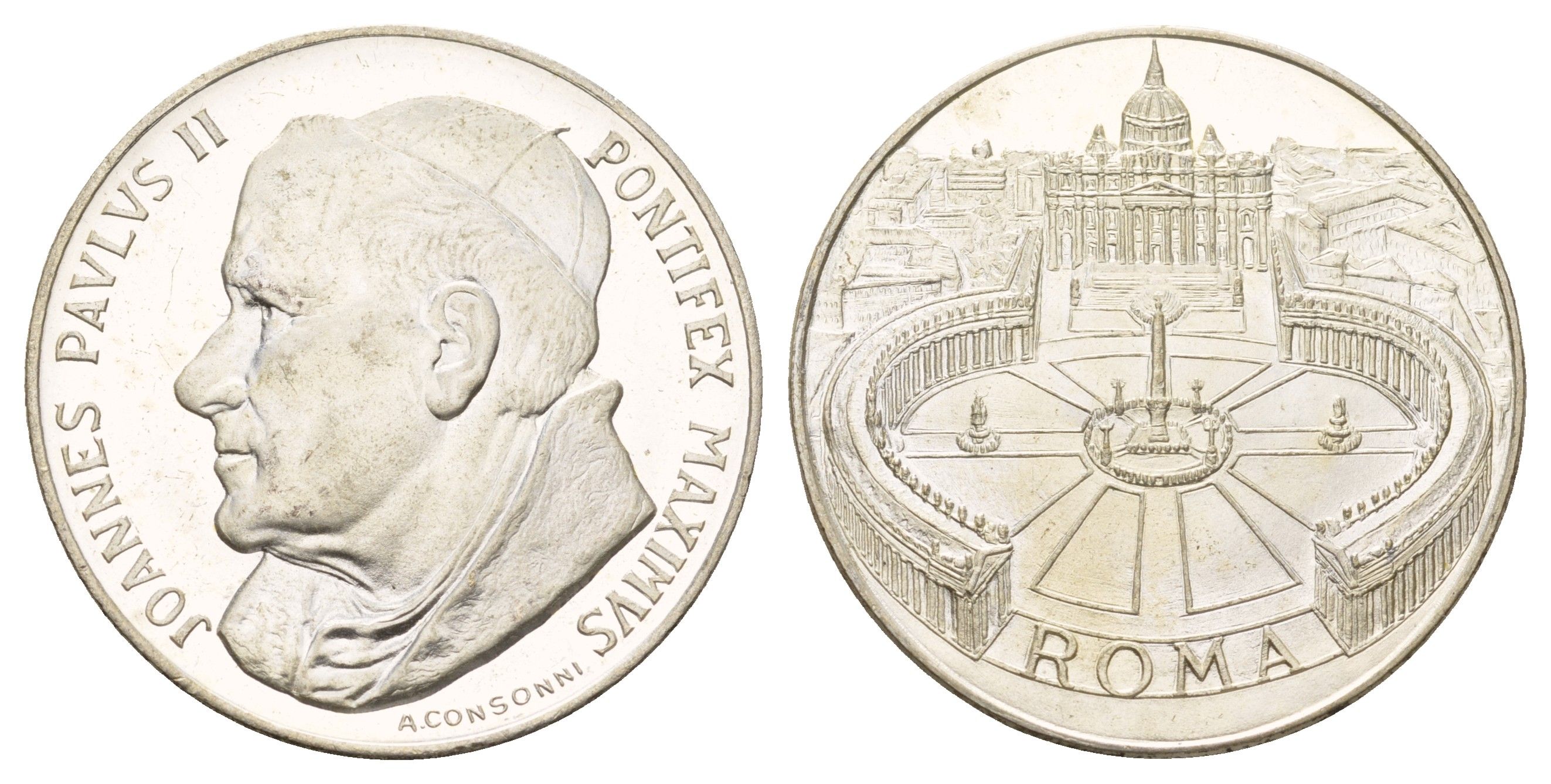 Ватикан медаль в честь избрание папой римским Иоанна Павла II ND (1978) Иоанн Павел II, Площадь Святого Петра, диаметр 35 мм, вес 13,6 гр медно-никель плакированный серебро 4117-833