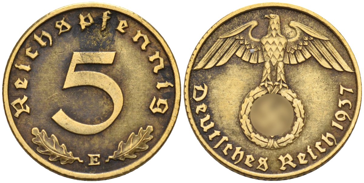 Германия 5 рейхспфеннигов 1937 E KM 91, J. 363 алюминиевая бронза 4151-916