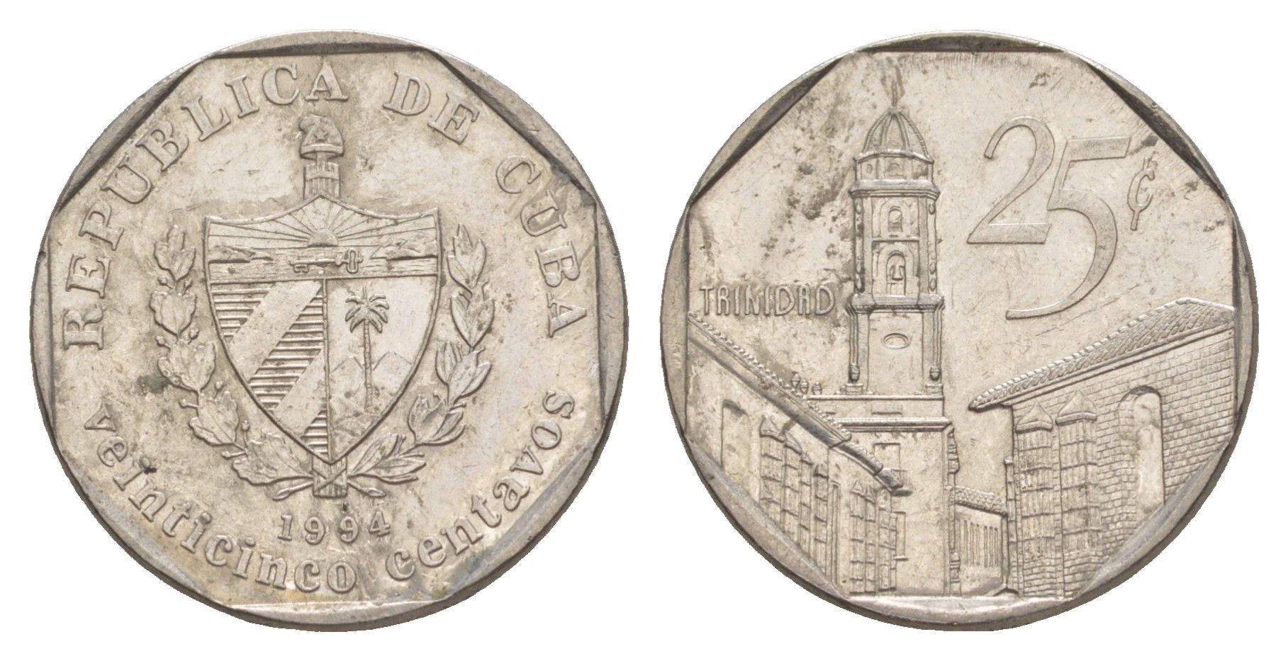 Куба 25 сентаво 1994 площадь в Тринидаде KM 577.1 сталь плакированная никелем 4646-415