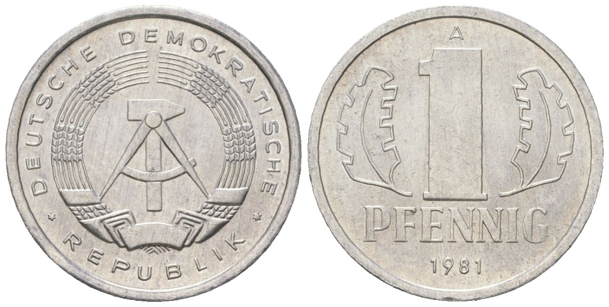 ГДР 1 пфенниг 1981 A KM 8.2 алюминий 201-567