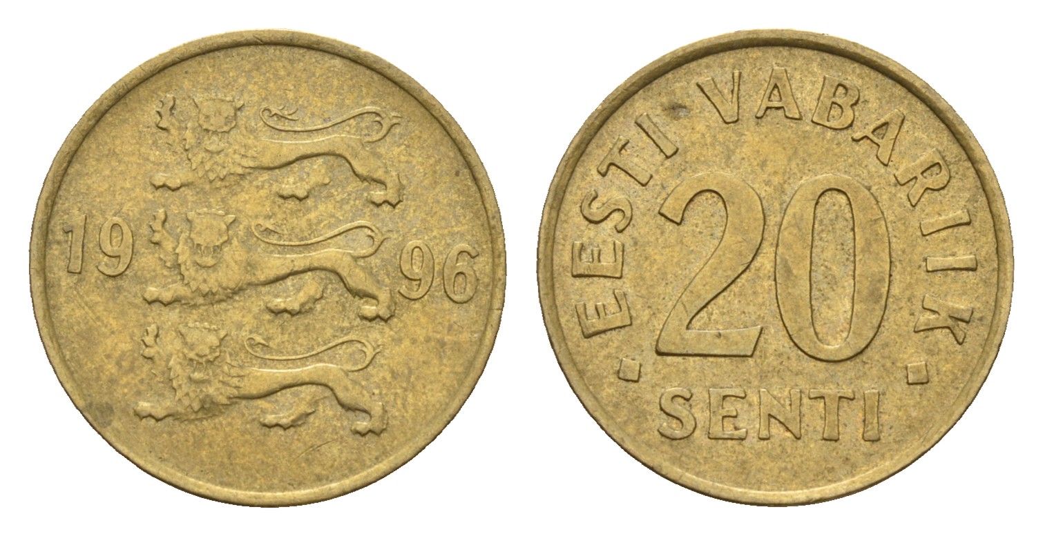 Эстония 20 сентов 1996 KM 23 латунь 192-311