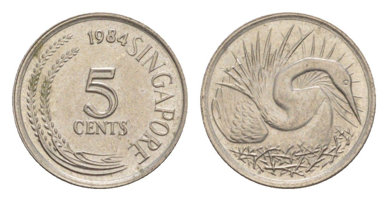 Сингапур 5 центов 1984 KM 2 медно-никель 4640-547