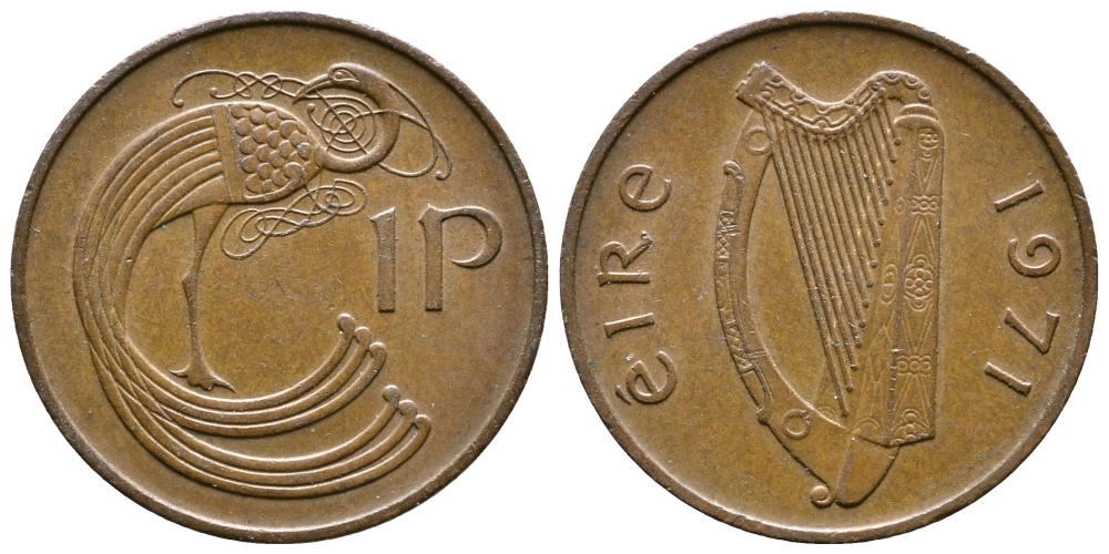 ИРЛАНДИЯ 1 ПЕННИ 1971 ПТИЧКА KM 20 бронза 4110-521