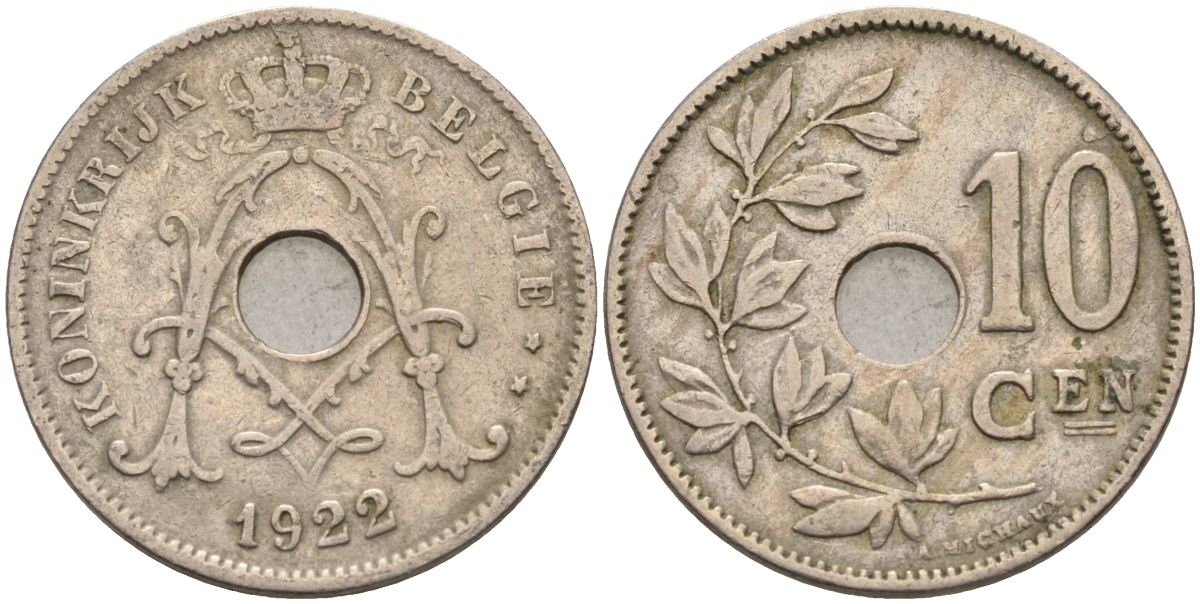Бельгия 10 сантимов 1926 Belgie KM 86 медно-никель 4126-143