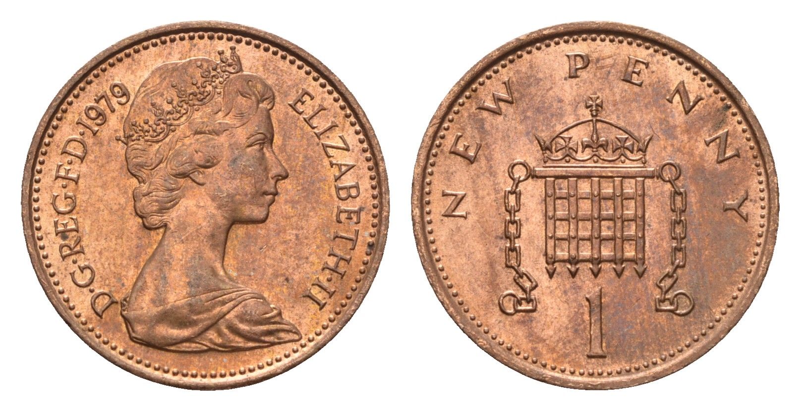 Великобритания 1 пенни 1979 Елизавета II (1952-2022) KM 915, Spink 4237 (B1) бронза UNC 4696-751