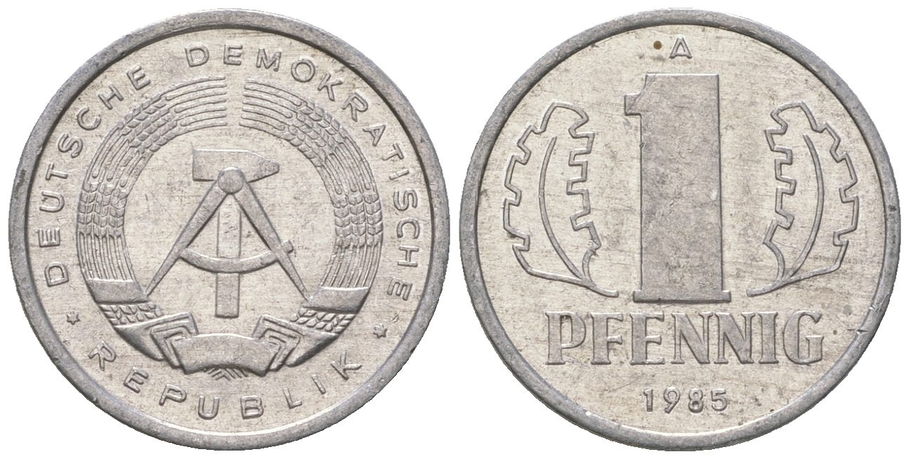 ГДР 1 пфенниг 1985 А KM 8.2 алюминий 4651-127