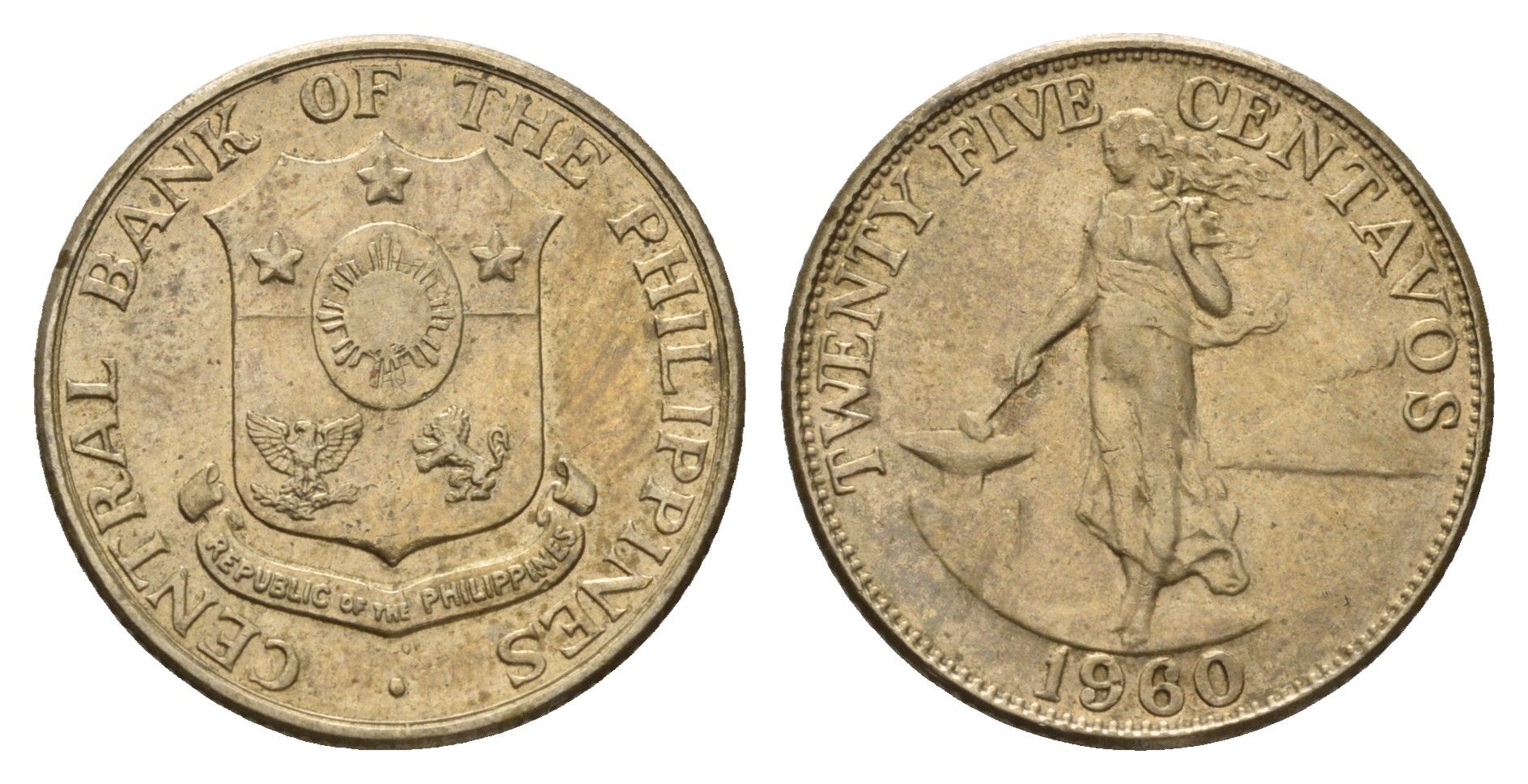 Филиппины 25 сентаво 1960 KM 189 медь цинк никель 4114-111