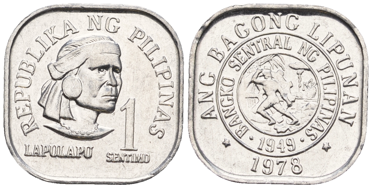 Филиппины 1 сентимо 1978 вождь острова Мактан Лапу-Лапу KM 205 алюминий  UNC  220-1122