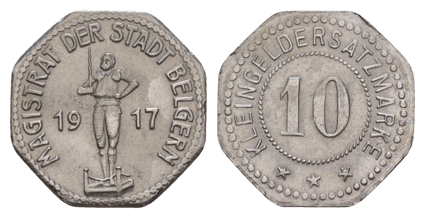 Бельгерн 10 пфеннигов 1917 Funck 33.5, Men05 706.5, Men18 2201.5 железо UNC 4532-768