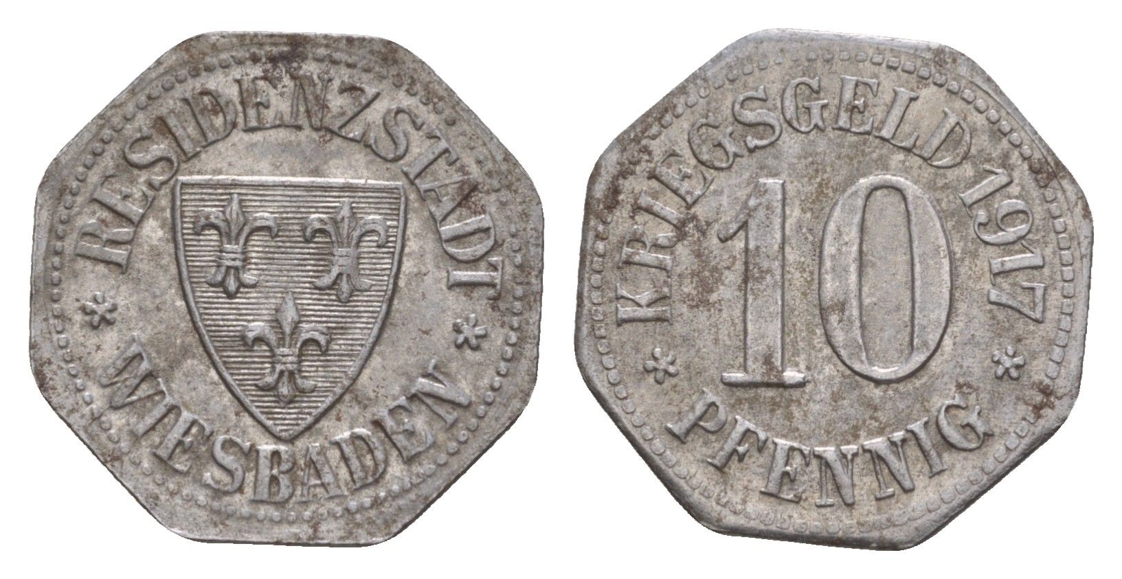 Висбаден 10 пфеннигов 1917 Funck 601.1, Men18 34104.1 железо 4659-255