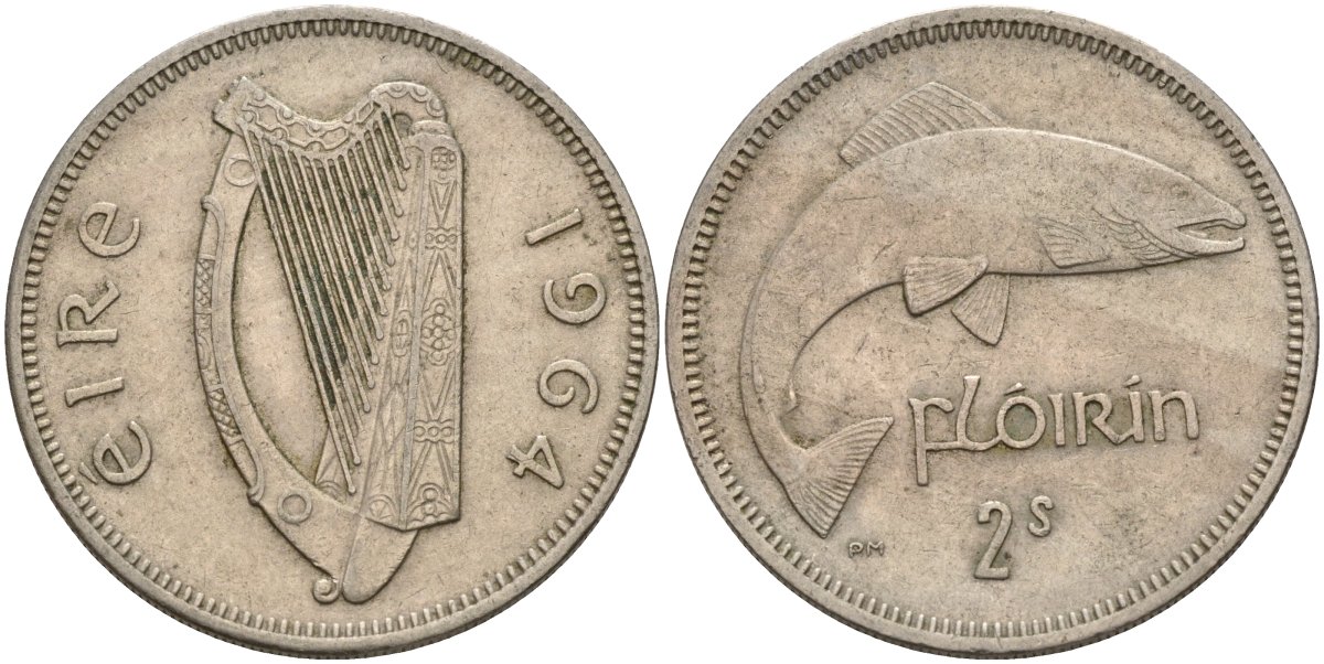 Ирландия 2 шиллинга = 1 флорин 1964 KM 15a медно-никель 4144-1041