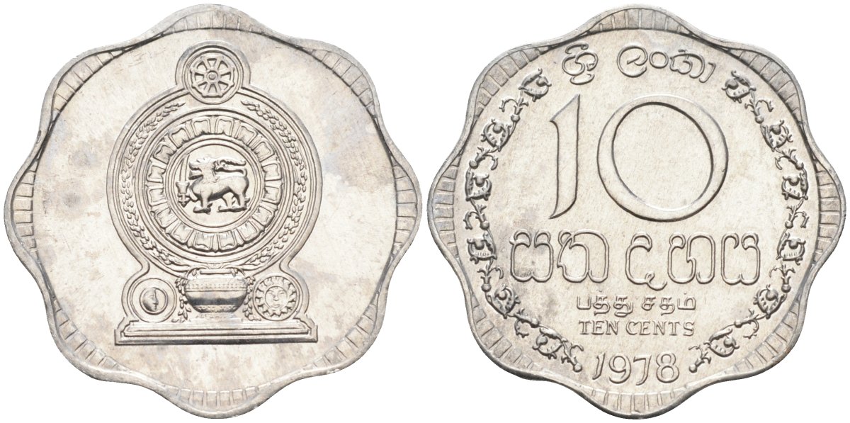 Цейлон 10 центов 1978 KM 140 a алюминий 4586-334