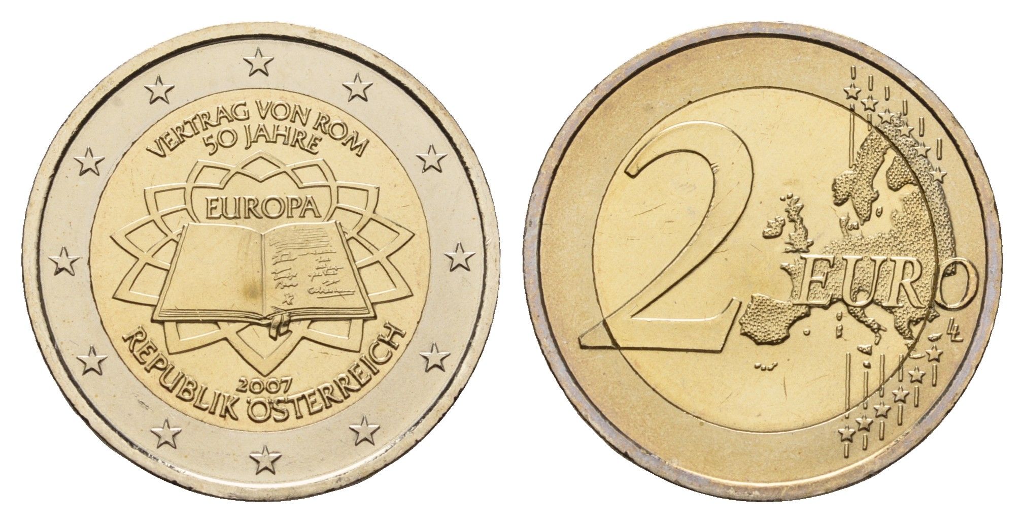 Австрия 2 евро 2007 50 лет подписанию Римского договора KM 3150 биметалл UNC 1083-3-13