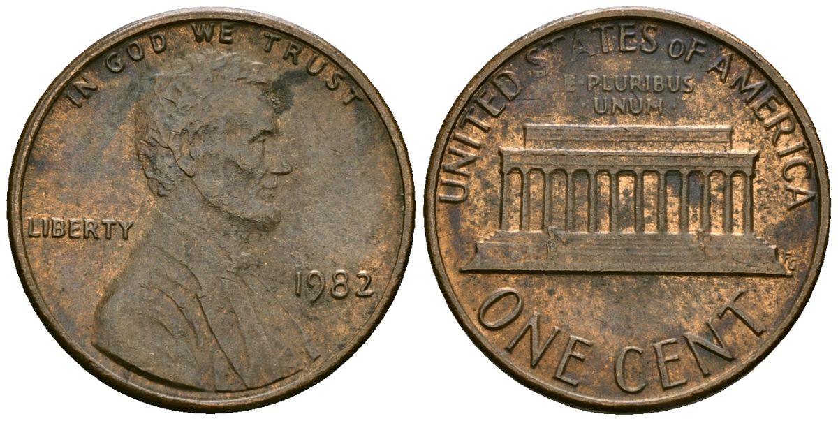 США 1 цент 1982 Линкольн KM 201 медь цинк 4136-215