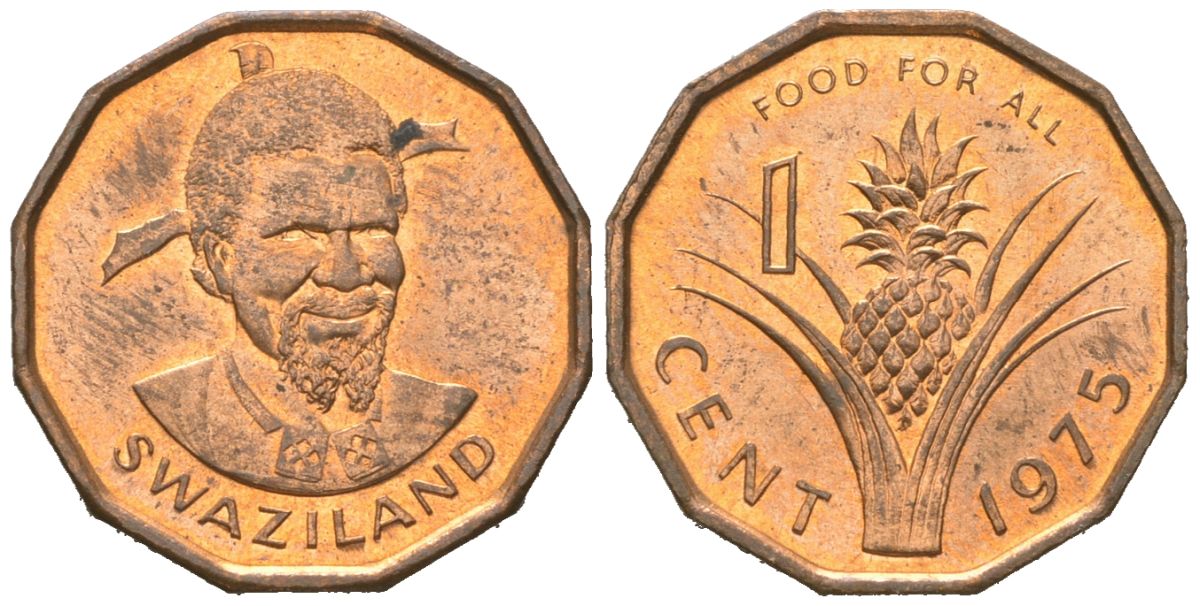Свазиленд 1 цент 1975 FAO, продовольственная программа, Собуза II KM 7 бронза aUNC 4580-814