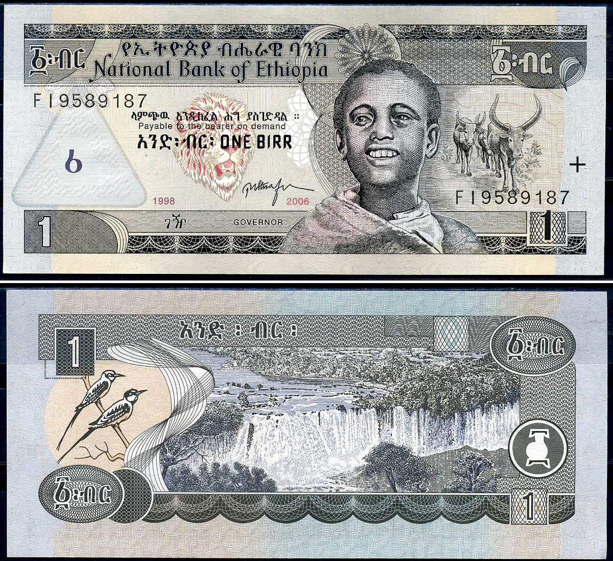 Эфиопия 1 быр ED 1998 AD 2006 Pick 46 d бумага 8592-2-2-2