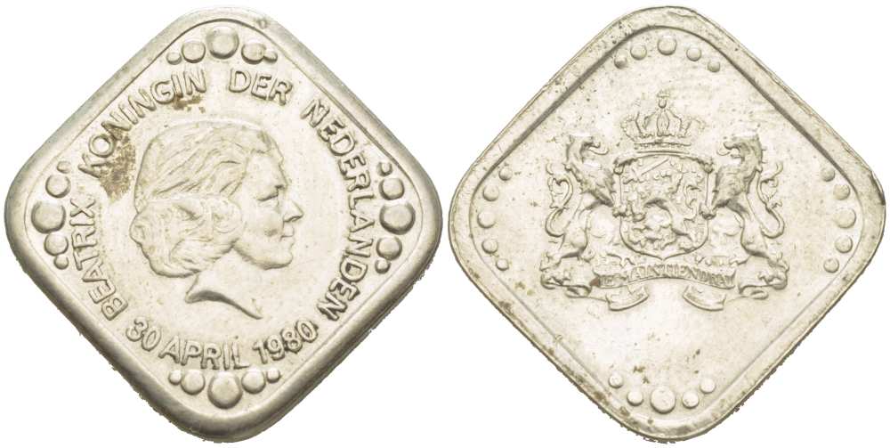 НИДЕРЛАНДЫ ЖЕТОН 1980 30 АПРЕЛЯ 1980 КОРОНАЦИЯ КОРОЛЕВЫ БЕАТРИКС медно-никель 217-837