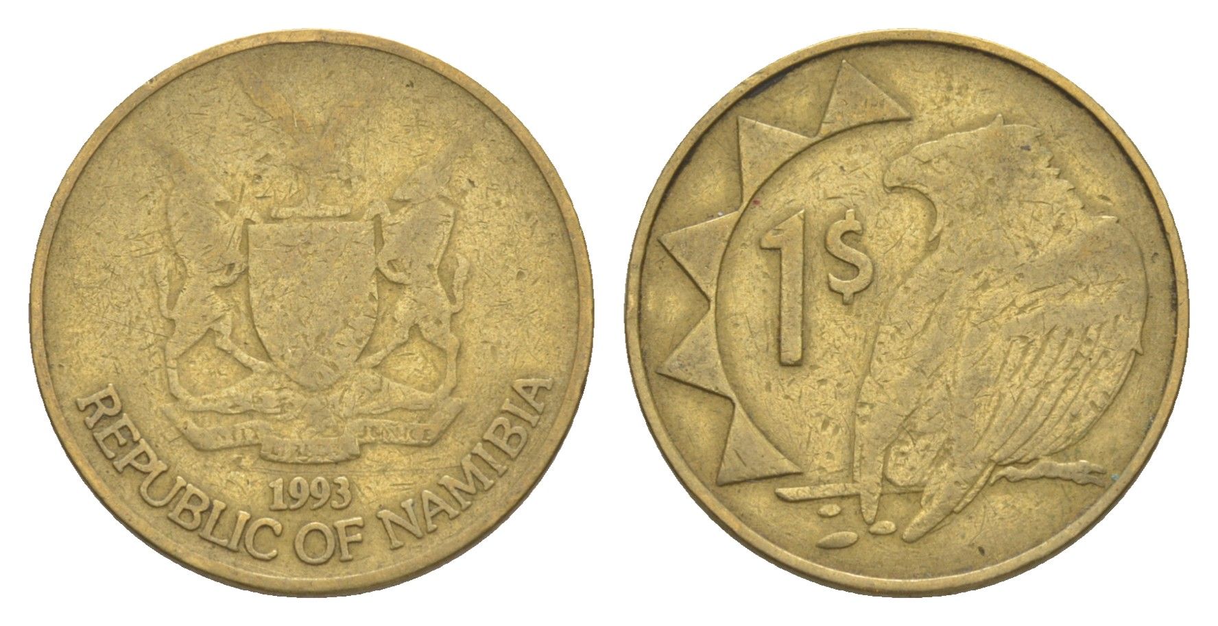 Намибия 1 доллар 1993 орел KM 4 латунь 4614-1132