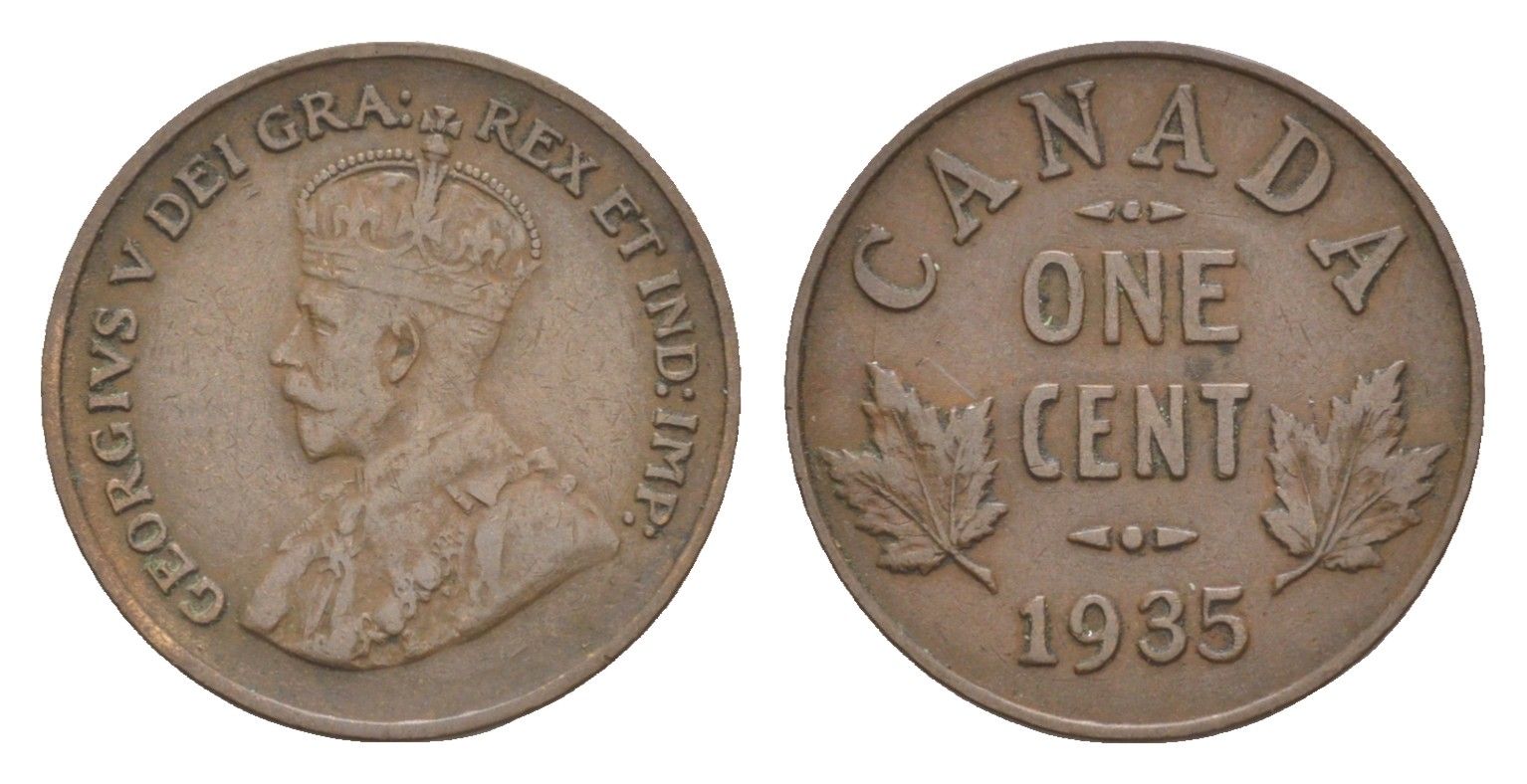 Канада 1 цент 1935 Георг V (1910-1936) KM 28 бронза 4636-549