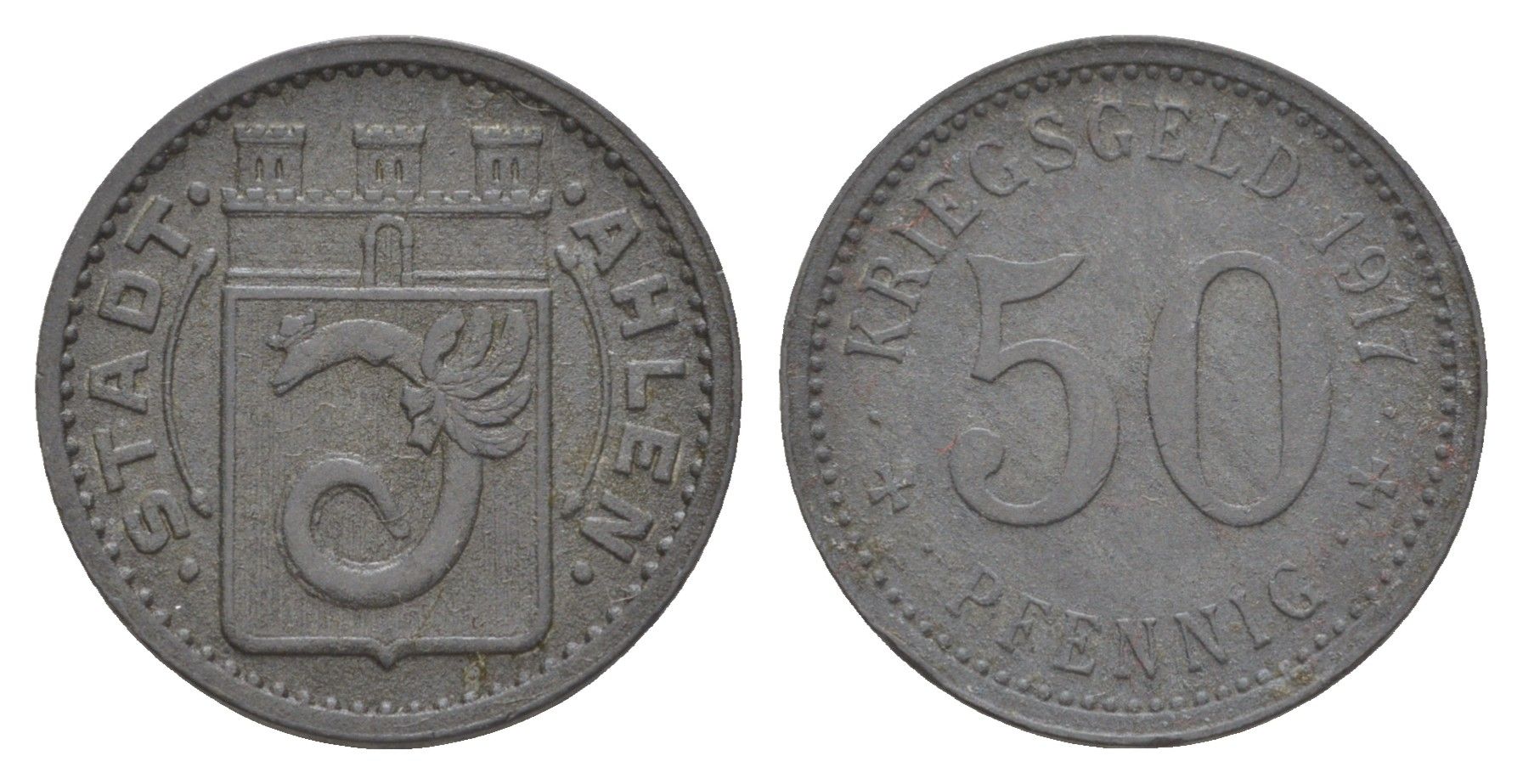 Ален 50 пфеннигов 1917 Funck 6.2, Men05 181.2, Men18 272.2 цинк 3459-545