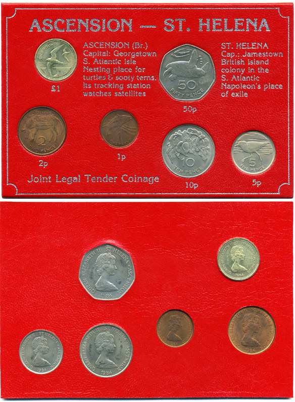 ОСТРОВА СВЯТОЙ ЕЛЕНЫ НАБОР ИЗ 6 МОНЕТ 1984 В БУКЛЕТЕ (1 ПЕННИ - 1 ФУНТ) UNC 5-4-3-87