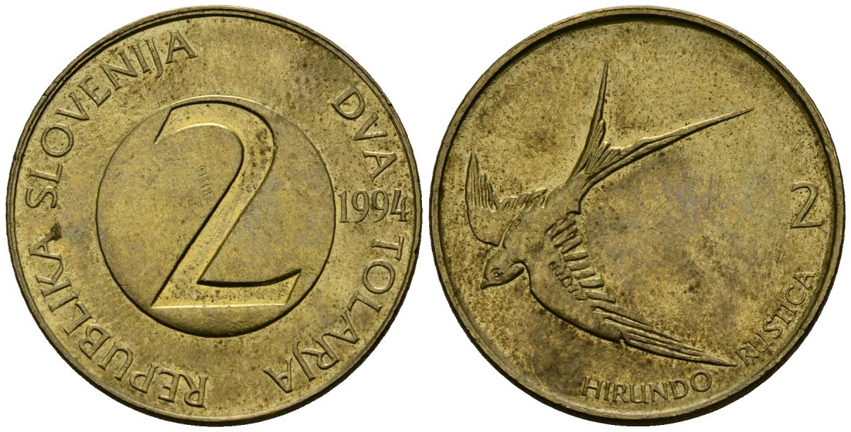Словения 2 толара 1994 ласточка KM 5 никель латунь 4167-441