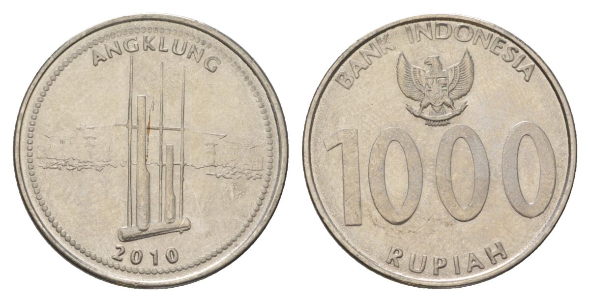 Индонезия 1000 рупий 2010 KM 70 сталь плакированная никелем UNC 4624-1032