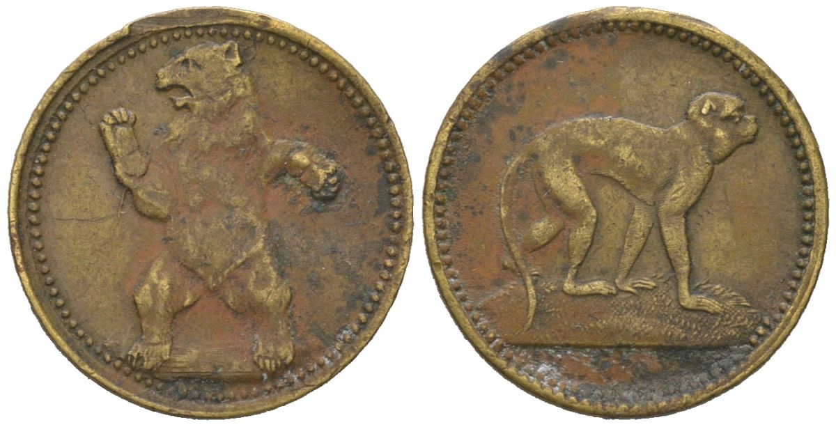 Германия жетон для посещения зоопарка начало XX век диаметр 18 мм, вес 1,1 гр латунь 4602-946