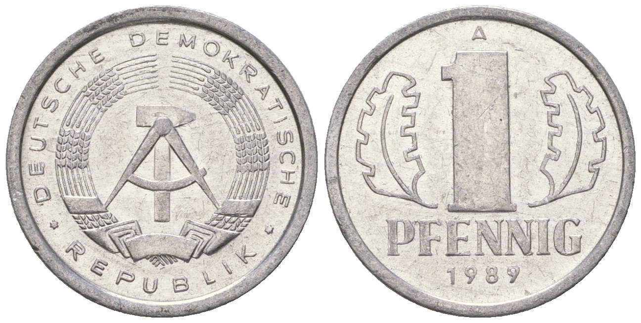 ГДР 1 пфенниг 1989 А KM 8.2 алюминий 4651-122