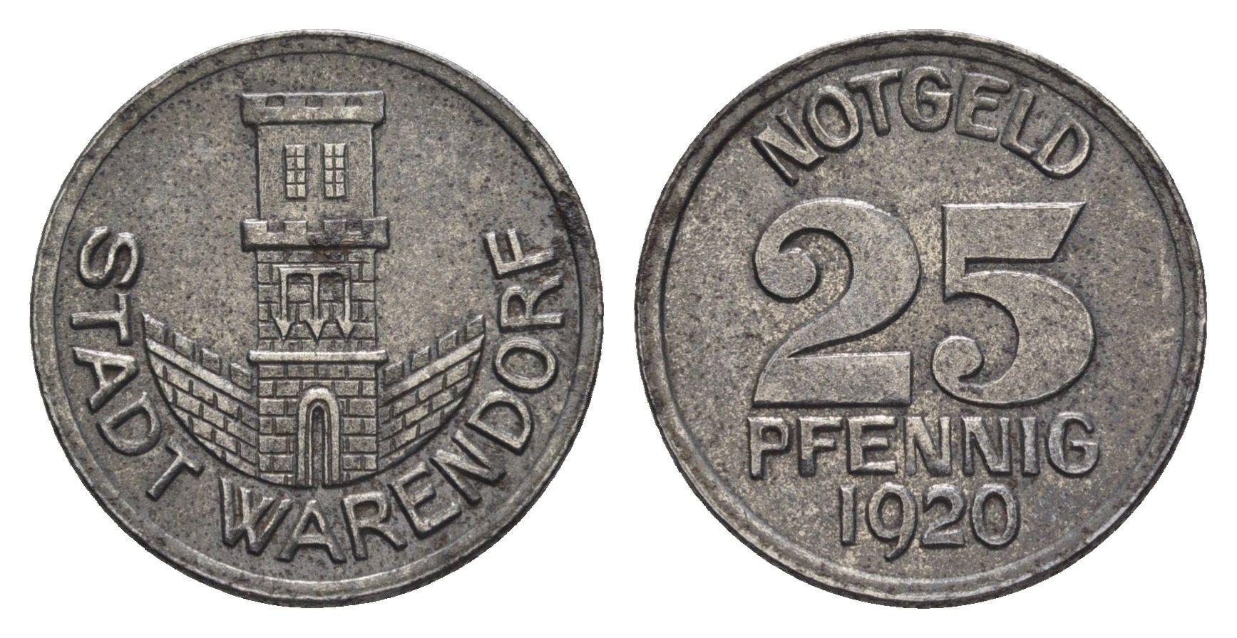 Варендорф 25 пфеннигов 1920 Funck 575.5, Men18 32804.5 железо 4548-1126