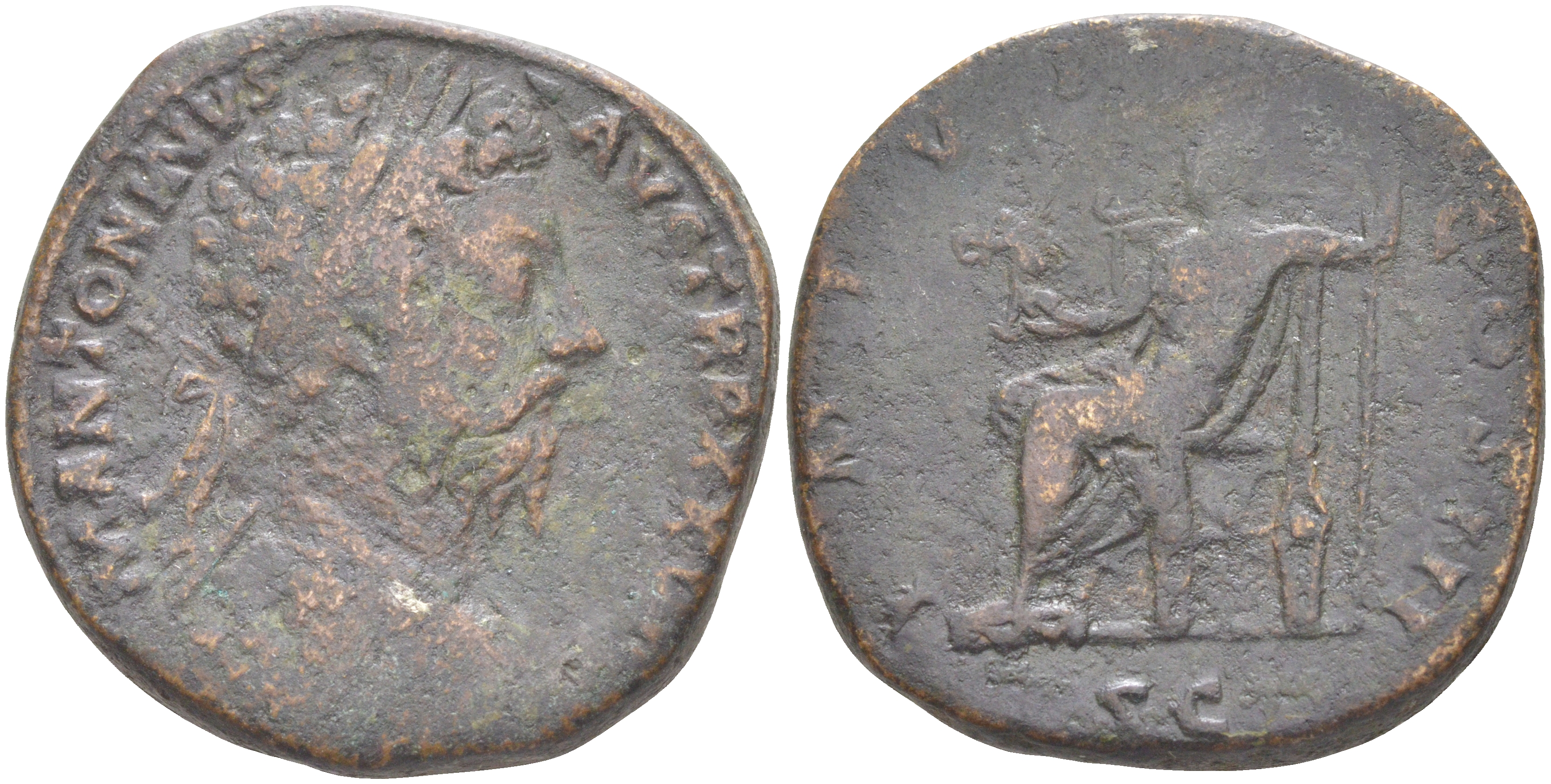 Римская Империя сестерций 173 - 174 Марк Аврелий, бюст императора, M ANTONINVS AVG TR P XXVIII / Секуритата, персонификация Безопасности, IMP VI COS III SC, Рим RIC 406 бронза 1073-7-11