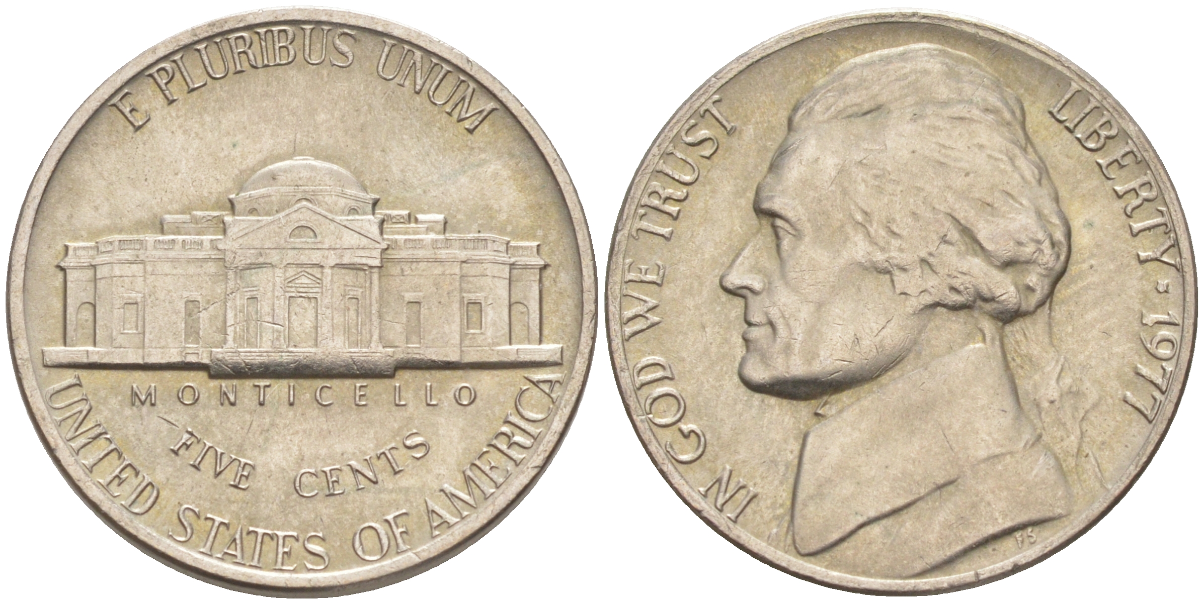 США 5 ЦЕНТОВ 1977 ДЖЕФЕРСОН KM A192 медно-никель 63-241